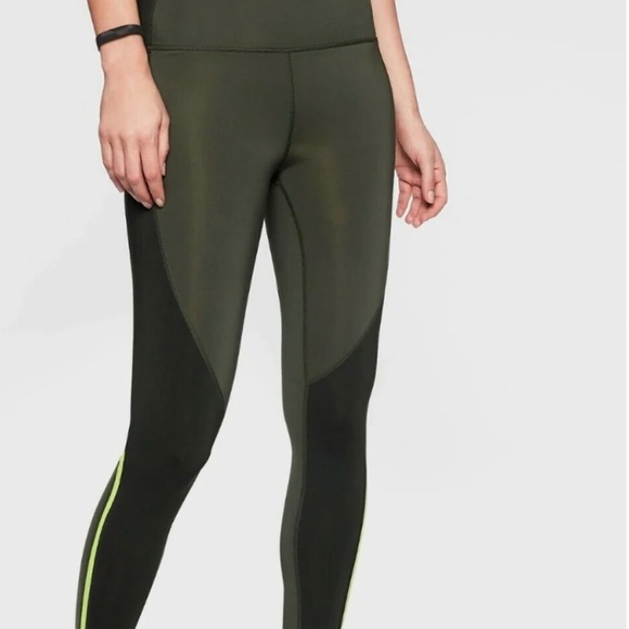 Athleta Women's Spar Colorblock 7/8 Leggings Olive Green Black High Rise  Medium - Picture 2 of 14